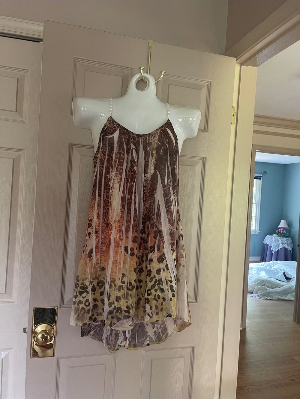 Romeo & Juliet Couture Leopard Print Sheer Swim Coverup in Brown and Tan